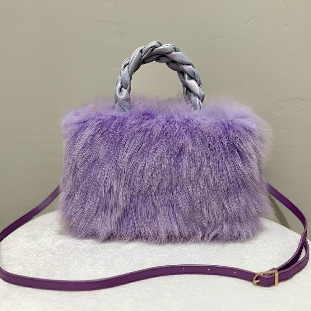 Stunning Real Fox Fur Handmade Sheepskin Braided Handles Bag/Crossbody